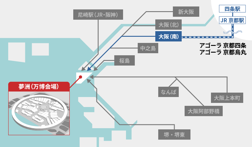 電車+シャトルバス